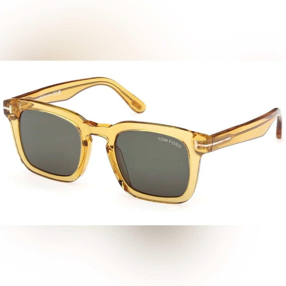Tom Ford Dax Men's Light Crystal Yellow Square Sunglasses FT0751-39N-50 Italy